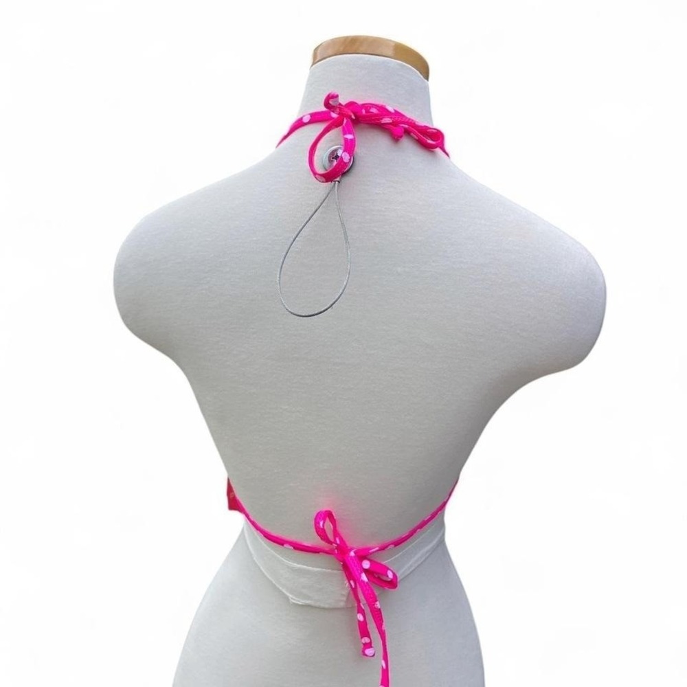 White - Pink polka dot trim  bikini top - Picture 4 of 4